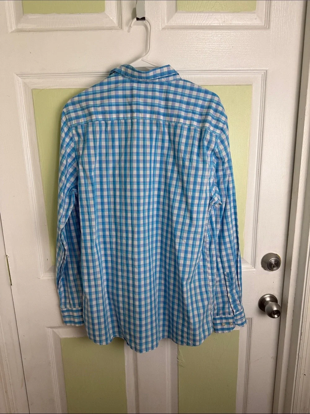 Men's Blue Check Button-Down Casual Shirt